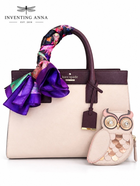 kate spade Handbags - Kate Spade Satchel Blush Plum Handbag Owl Coin Purse Scarf Gold Hardware